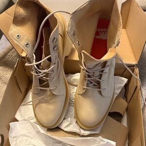 Sorel  light tan Suede Lace-Up Ankle Boots - Women